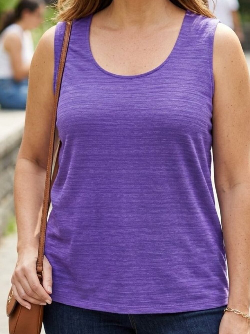 Dressbarn Woman's Purple Sleeveless Scoop Neck Slub Knit Tank Top Size 1X